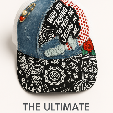 Distressed LV Denim Glam Trucker Hat